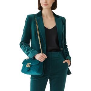 Gucci Suede Quilted GG Marmont Matelassé Crossbody Mini Bag Petrol Blue Velvet
